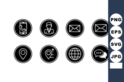 Communication and location black icons vector with phone Product Image 1