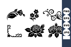 Black Floral Decorative Elements Vector with Roses Product Image 1