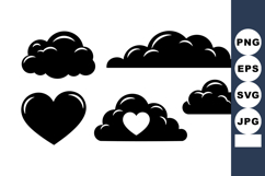 Heart and Cloud Shapes Vector Illustration with Love Theme a Product Image 1