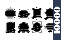 Vintage decorative black label badge shapes with ribbons for Product Image 1
