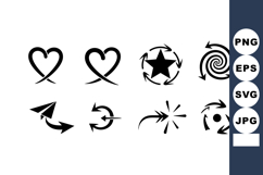Collection of abstract black swirl and arrow vector icons in Product Image 1