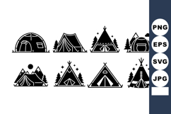 Camping tents and teepees with mountain and forest nature ou Product Image 1