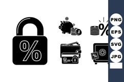 Percentage Lock Security Finance Icons Vector Illustration w Product Image 1