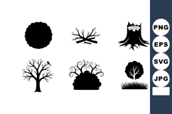 Black silhouette vector of various leafless trees and bu Product Image 1