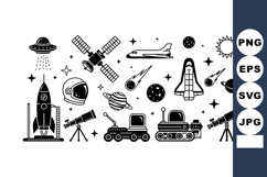 Space exploration icons with rockets astronauts satellites a Product Image 1