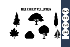 Tree Variety Collection Silhouettes of Different Tree Types Product Image 1