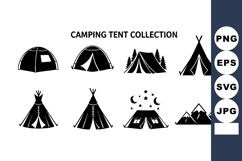 Camping tent collection black silhouette icons outdoor gear Product Image 1