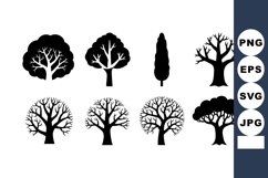 black silhouette trees with various shapes and styles Product Image 1