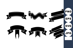 Black Ribbon Banner Collection Vector Design Elements for De Product Image 1