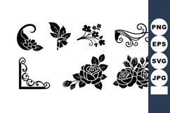 Decorative floral corner and border elements with rose motif Product Image 1