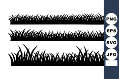 Silhouette grass blade rows natural landscape vector illustr Product Image 1