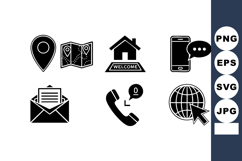 Location map house welcome phone message envelope call globe Product Image 1