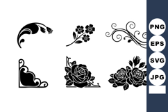 Floral and swirl black ornamental corner designs vector for Product Image 1