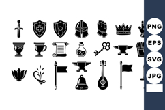 Medieval weaponry and armor vector icons including swords sh Product Image 1