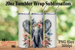 Floral Elephant 20oz Tumbler PNG, Elephant Tumbler Wrap PNG Product Image 1