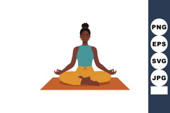 Woman meditating in lotus position with turquoise top and ye Product Image 1