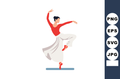 Female ballet dancer performing elegant pose in red top and Product Image 1