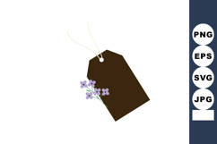 Floral decoration on dark brown gift tag with string and pur Product Image 1