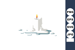 Burning candle with melting wax and flame illustration in si Product Image 1