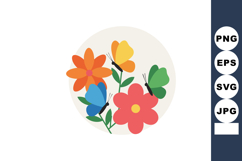 Colorful butterflies fluttering around red and orange flower Product Image 1