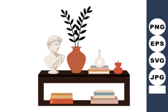 Decorative shelf with classical bust statue terracotta vase Product Image 1