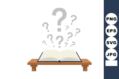 Open book with multiple question marks rising concept of cur Product Image 1