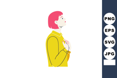 Woman with pink hair looking upward wearing yellow shirt vec Product Image 1