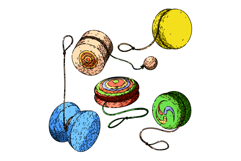 yo yo set sketch hand drawn Product Image 1