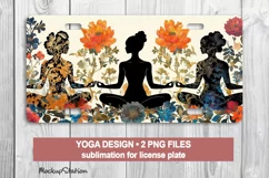 Yoga License Plate PNG | Meditation Car Plates Boho Design Product Image 1