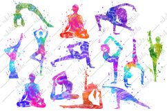 Yoga Watercolor Sublimation Clipart Poses PNG Product Image 1