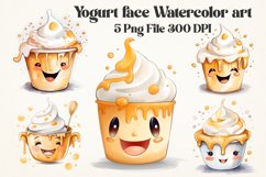 Yogurt face Watercolor Sublimation Png Bundle Product Image 1