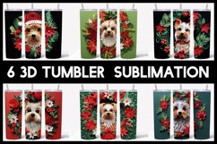 6 3D Christmas Yorkie Dog Tumbler Sublimation | 3D Tumbler Product Image 1