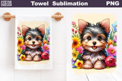 Yorkshire Terrier Floral Towel | Dog Kitchen Towel Product Image 1