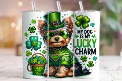 St Patrick&#039;s Day Yorkie Tumbler, My Dog Is My Lucky Charm Product Image 1