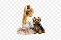 Christmas Dog And Little Girl Clipart Product Image 3