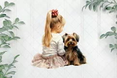 Christmas Dog And Little Girl Clipart Product Image 1