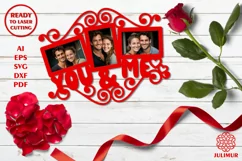 You and Me Photoframe SVG, Love Photoframe for Laser Cutting Product Image 1
