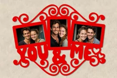 You and Me Photoframe SVG, Love Photoframe for Laser Cutting Product Image 2