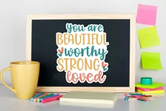 You Are Beautiful Worthy Strong Loved Stickers PNG Product Image 2