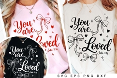 You Are Loved SVG PNG, Coquette Christian Valentine Shirt Product Image 4