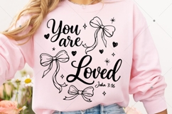 You Are Loved SVG PNG, Coquette Christian Valentine Shirt Product Image 5