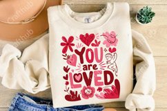 You are loved Png, Boho Valentine Floral Png,Valentine Heart Product Image 3