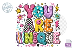 You Are Unique PNG, Positive Kids Shirt Design Product Image 2