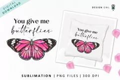 pink monarch butterfly valentines sublimation design