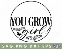 You Grow Girl | Round Spring Svg | Spring Door Sign Product Image 2