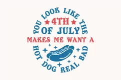 4th of July Hot Dog SVG Design, Holiday T-shirt Product Image 1