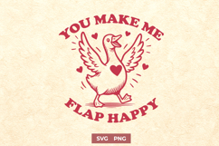 Cute Goose SVG PNG | You Make Me Flap Happy Valentine Pun Product Image 1
