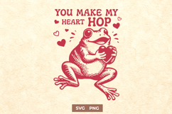 You Make My Heart Hop SVG Frog Valentine PNG Cute Frog Love Product Image 1