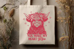You Make My Heart Moo SVG | Cute Highland Cow Valentine PNG Product Image 3