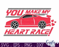 You Make My Heart Race Svg | Kids Race Car Valentine Svg Product Image 2